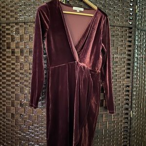 Loft-Holiday velvet dress-maroon